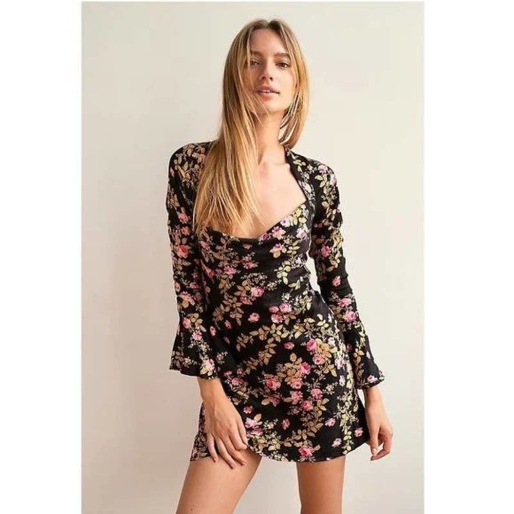 Free People Lone Star Bias Black Mini Dress NWOT Size 4